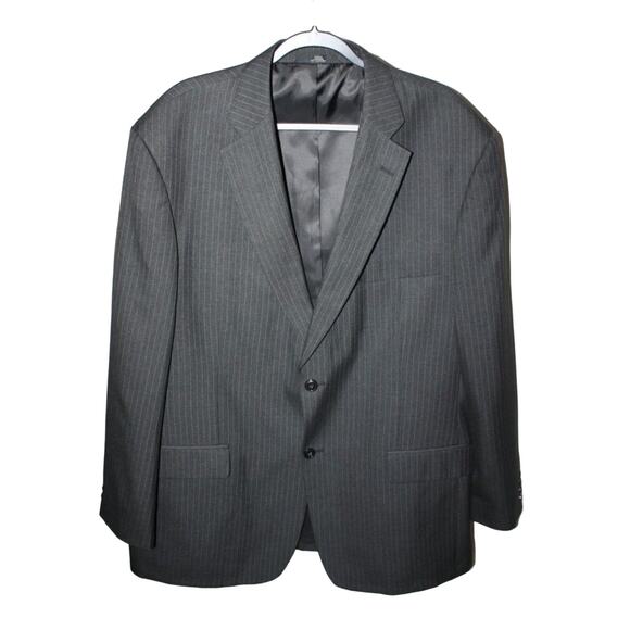 Haggar Men's Blazer Suit Jacket Black & Stripped Size 46L Classic Fit - Picture 1 of 11